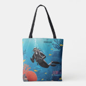 Tote Bag Nom personnalisé Scuba Diver (Dos)