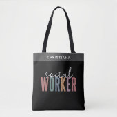 Tote Bag Nom personnalisé Social Worker MSW graduation Cade (Devant)