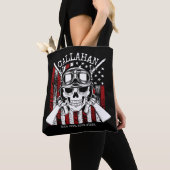 Tote Bag NOM personnalisé Soldat Crâne Double Armes USA Dra (De près)