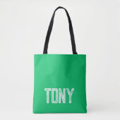 Tote Bag Nom personnalisé Solide Apple Green Monogramme (Devant)