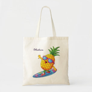 Tote Bag Nom personnalisé Surfing Pineapple