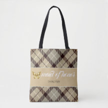 Nom Personnalisé Tartan Maid Of Honor Bridesmaid