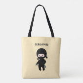 Tote Bag Nom personnalisé Tiny Ninja sur jaune (Dos)