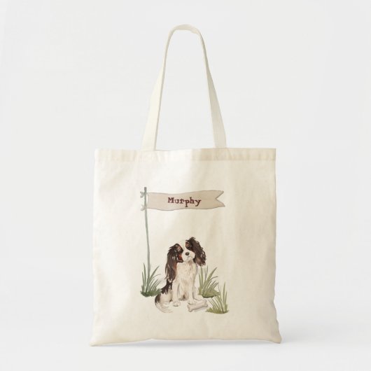 Tote Bag Nom personnalisé Tri Couleur King Charles Spaniel  (Devant)