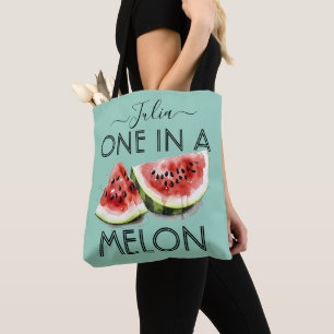 Tote Bag Nom personnalisé UN DANS UN MELON Vibes d'été Bleu
