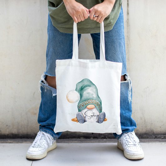 Tote Bag Nom personnalisé Winter Gnome Holiday