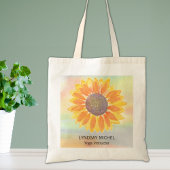 Tote Bag Nom personnalisé Yoga Instructeur Tournesol