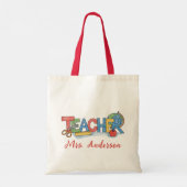 Tote Bag Nom personnel enseignant Apple Pencil ciseau cisea (Dos)