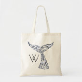 Tote Bag Nom personnel Nautical Whale Tail Art (Devant)