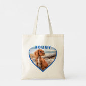 Tote Bag Nom photo du chien Coeur bleu Chien (Dos)