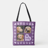 Tote Bag Nom Purple Heart de chien de collage de 3 photos (Dos)