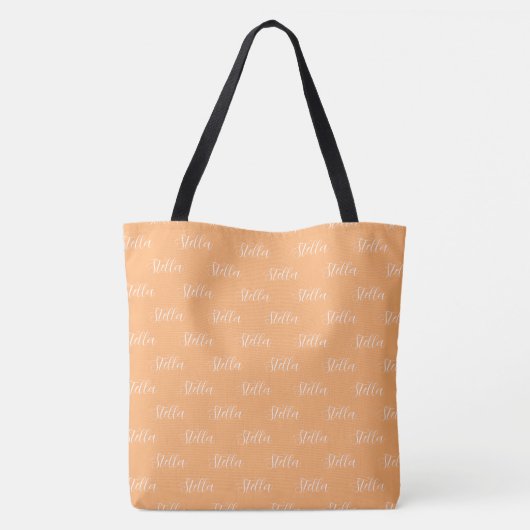 Tote Bag Nom répété dans Apricot tout-en-blanc (Dos)