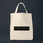 Tote Bag Nom simple personnalisé de la Boutique noire<br><div class="desc">Un design simple, parfait pour les boutiques et autres grands détaillants. Ajoutez le nom de votre entreprise et un slogan ou une devise. Un design simple et élégant que vos clients aimeront. Si vous avez besoin de texte supplémentaire ou si vous avez besoin d'aide pour personnaliser le texte, contactez le...</div>