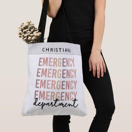 Tote Bag Nom sur mesure Service d'urgence infirmière techni (De près)