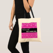 Tote Bag Nom toujours fait sur commande blanc noir rose de (Devant (produit))