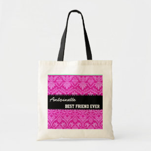 Tote Bag Nom toujours fait sur commande blanc noir rose de