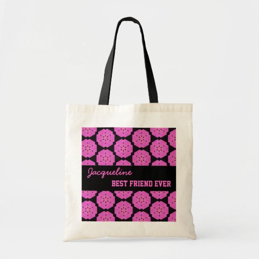 Tote Bag Nom toujours fait sur commande rose V088 de (Devant)
