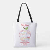 Tote Bag noms de classe professeur merci apple mot art (Dos)