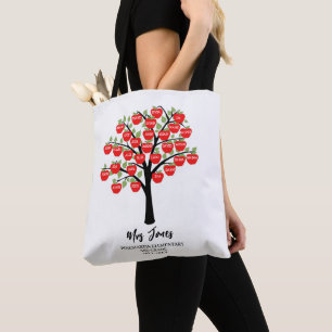 Tote Bag noms de classe professeur merci apple mot art