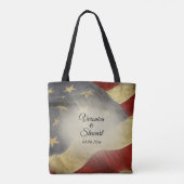 Tote Bag Noms et date du drapeau américain en détresse (Dos)