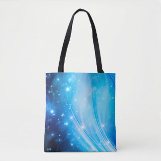 Tote Bag Northern Light Stars blue + votre texte et vos idé