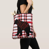 Tote Bag Norwood Rustique Ours Noir Silhouette Sur Plaid (De près)