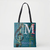 Tote Bag Note de musique Clé Treble Noms de couleur Monogra (Devant)