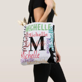 Tote Bag note de musique de clé treize monogramme avec noms (De près)