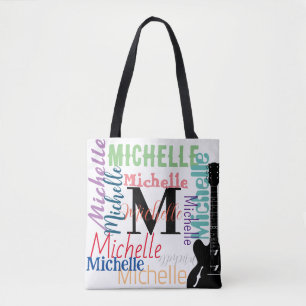 Tote Bag note de musique de clé treize monogramme avec noms