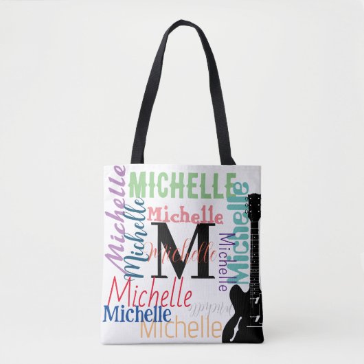 Tote Bag note de musique de clé treize monogramme avec noms (Devant)