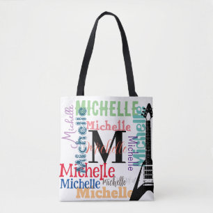 Tote Bag note de musique de clé treize monogramme avec noms