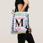 Tote Bag note de musique de clé treize monogramme avec noms (De près)