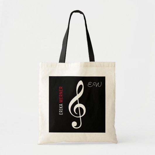 Tote Bag note de musique noir fourre-tout avec votre propre (Devant)