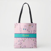 Tote Bag note de musique rose (Devant)