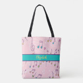 Tote Bag note de musique rose (Dos)