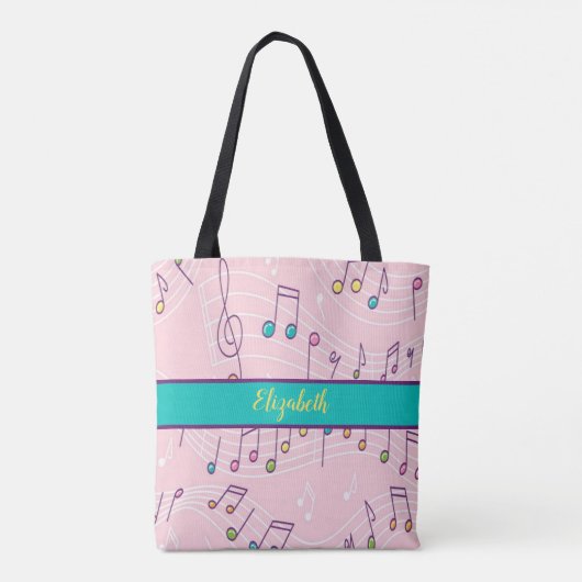 Tote Bag note de musique rose (Dos)