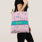 Tote Bag note de musique rose (De près)