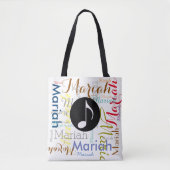 Tote Bag note musicale aux noms colorés (Devant)