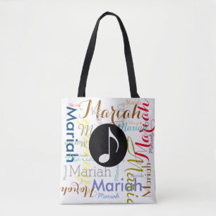 Tote Bag note musicale aux noms colorés