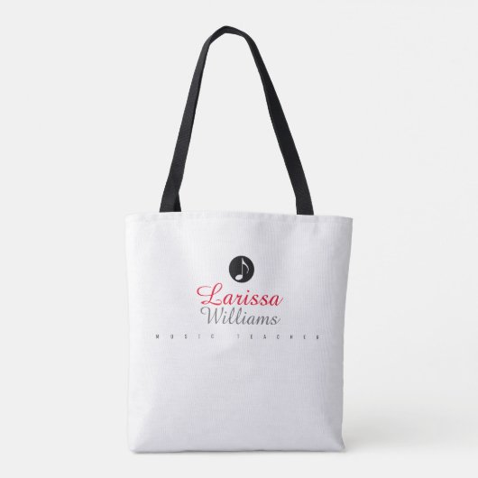 Tote Bag note musicale avec nom du professeur de musique (Dos)