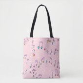 Tote Bag note musicale blanche couleur rose (Devant)