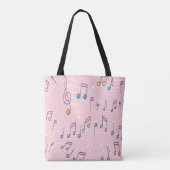 Tote Bag note musicale blanche couleur rose (Dos)