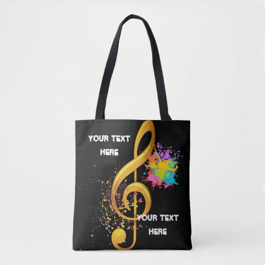 Tote Bag Note musicale Fun Treble Clef. Texte modifiable (Devant)