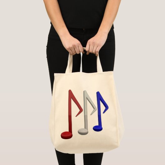 Tote Bag Notes blanches et bleues rouges de musique (Devant (produit))