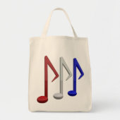 Tote Bag Notes blanches et bleues rouges de musique (Devant)