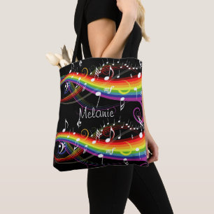 Tote Bag Notes blanches personnalisées de musique