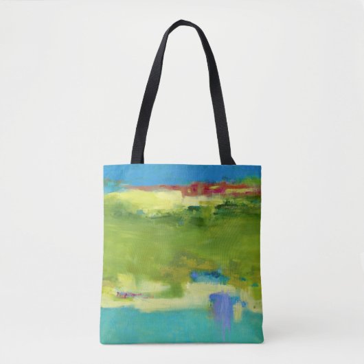 Tote Bag Notes de champ - Art vert Abstrait (Devant)