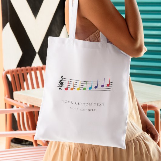 Tote Bag Notes de musique arc-en-ciel personnalisées Élégan