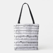 Tote Bag Notes de musique B/W avec nom, personnalisé (Dos)