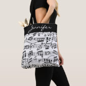 Tote Bag Notes de musique en noir et blanc (De près)